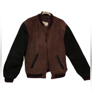 Vintage County Seat Mens Bomber Jacket. Brown and Black. Size M